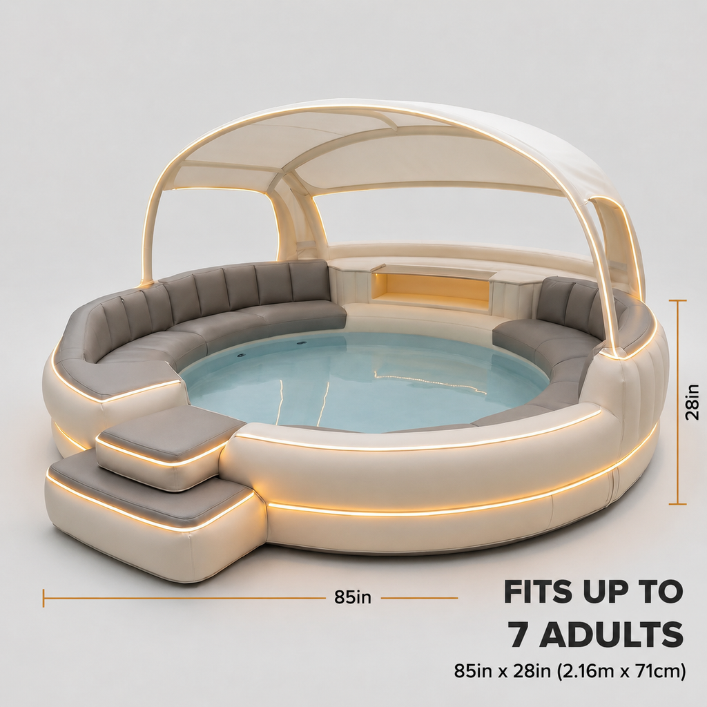 Aufblasbarer Whirlpool mit Überdachung und Ambientebeleuchtung