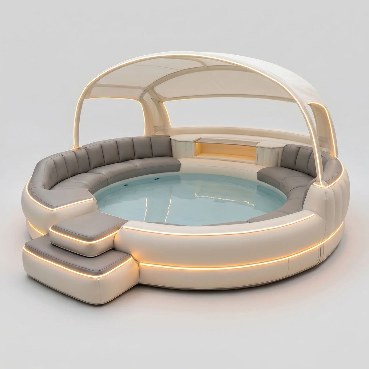 Aufblasbarer Whirlpool mit Überdachung und Ambientebeleuchtung
