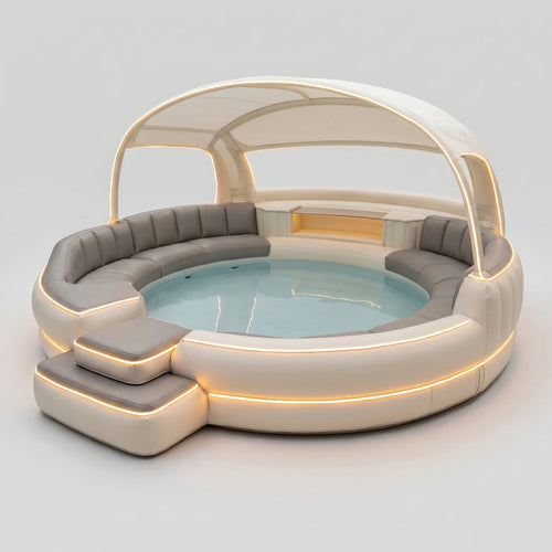 Spa gonflable avec auvent et éclairage d'ambiance