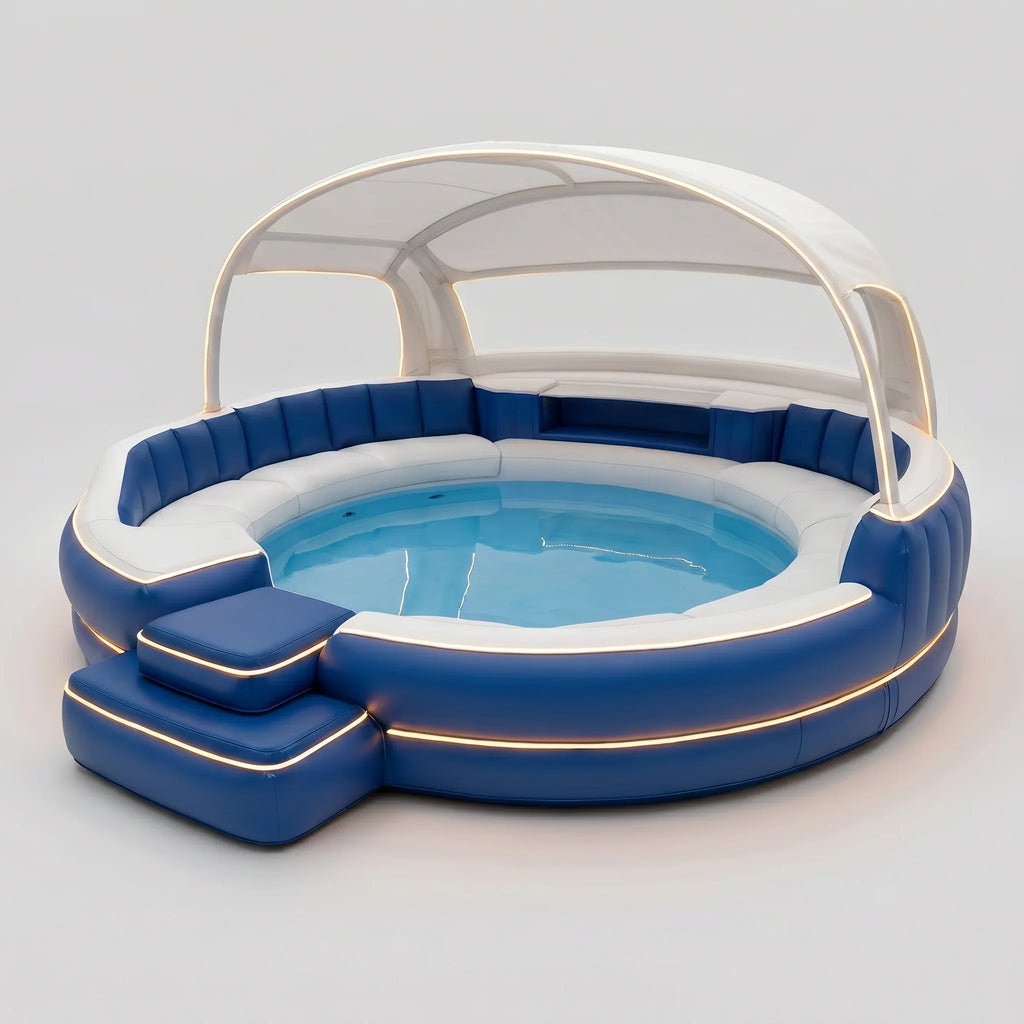 Aufblasbarer Whirlpool mit Überdachung und Ambientebeleuchtung
